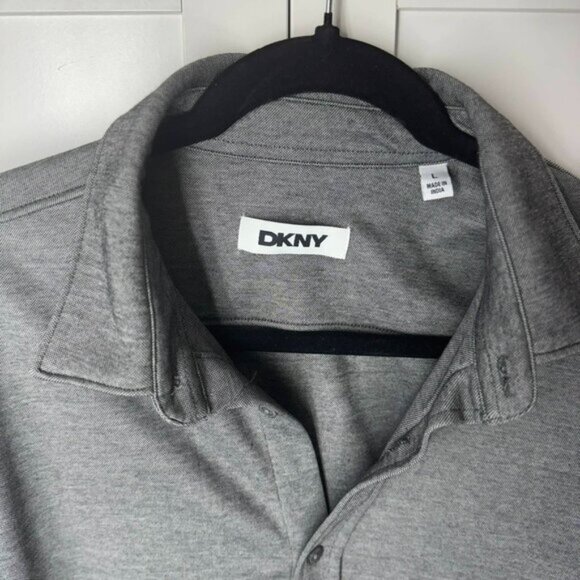 DKNY Men's Semi-Formal Button down collared Long Sleeve Top Gray Large - Picture 5 of 8
